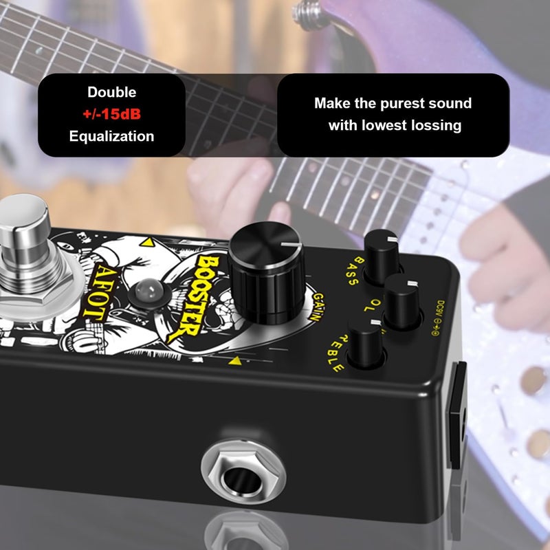 AFOT Mini Booster Guitar Effect Pedal,True Gain Booster,Micro Clean Boost Pedal for Electric Guitar Pure Clean Mini Booster Pedals Mini Size True Bypass - Image 2